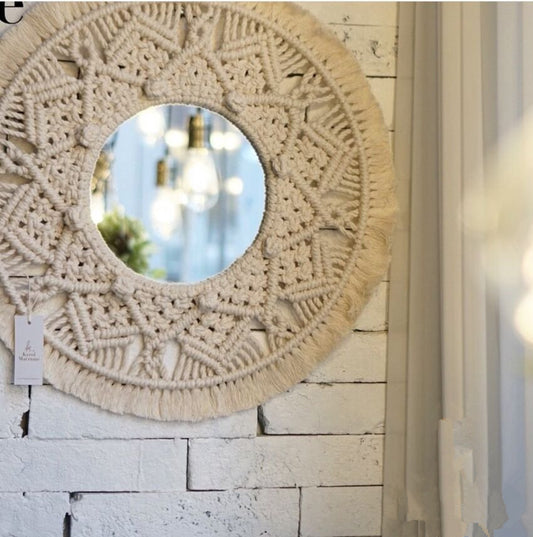 Makeup Mirror with Tapestry Hanging - Home Decor