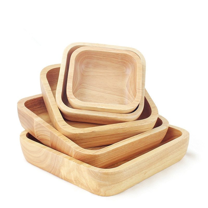 Japanese Rubber Wood Square Plate - Serving Dish