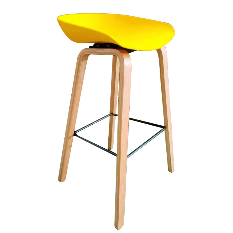 Nordic Wood & Plastic Bar Stool - Modern High Chair