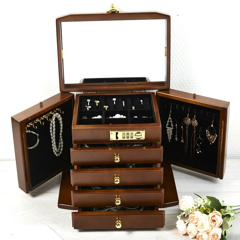 Wood Jewelry Box with Combination Lock - Secure Storage