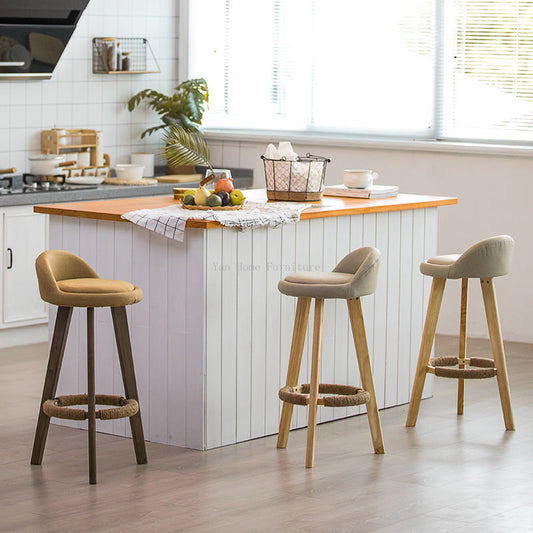 Nordic Wood Bar Stool - Modern Minimalist Counter Chair