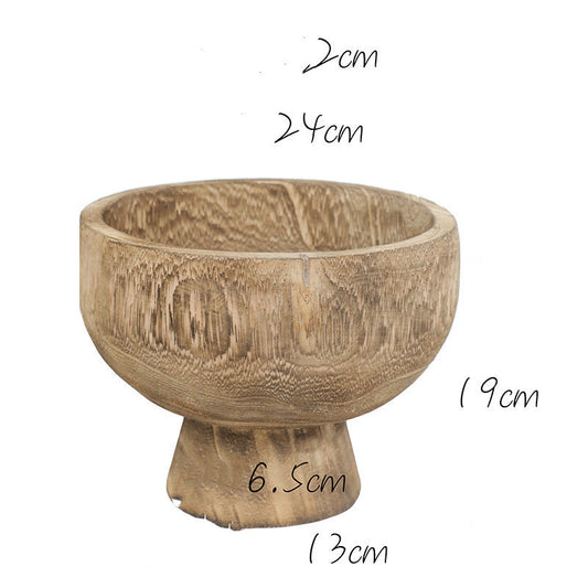 Wood High Foot Basin - Carbonized Fruit Wood Plate