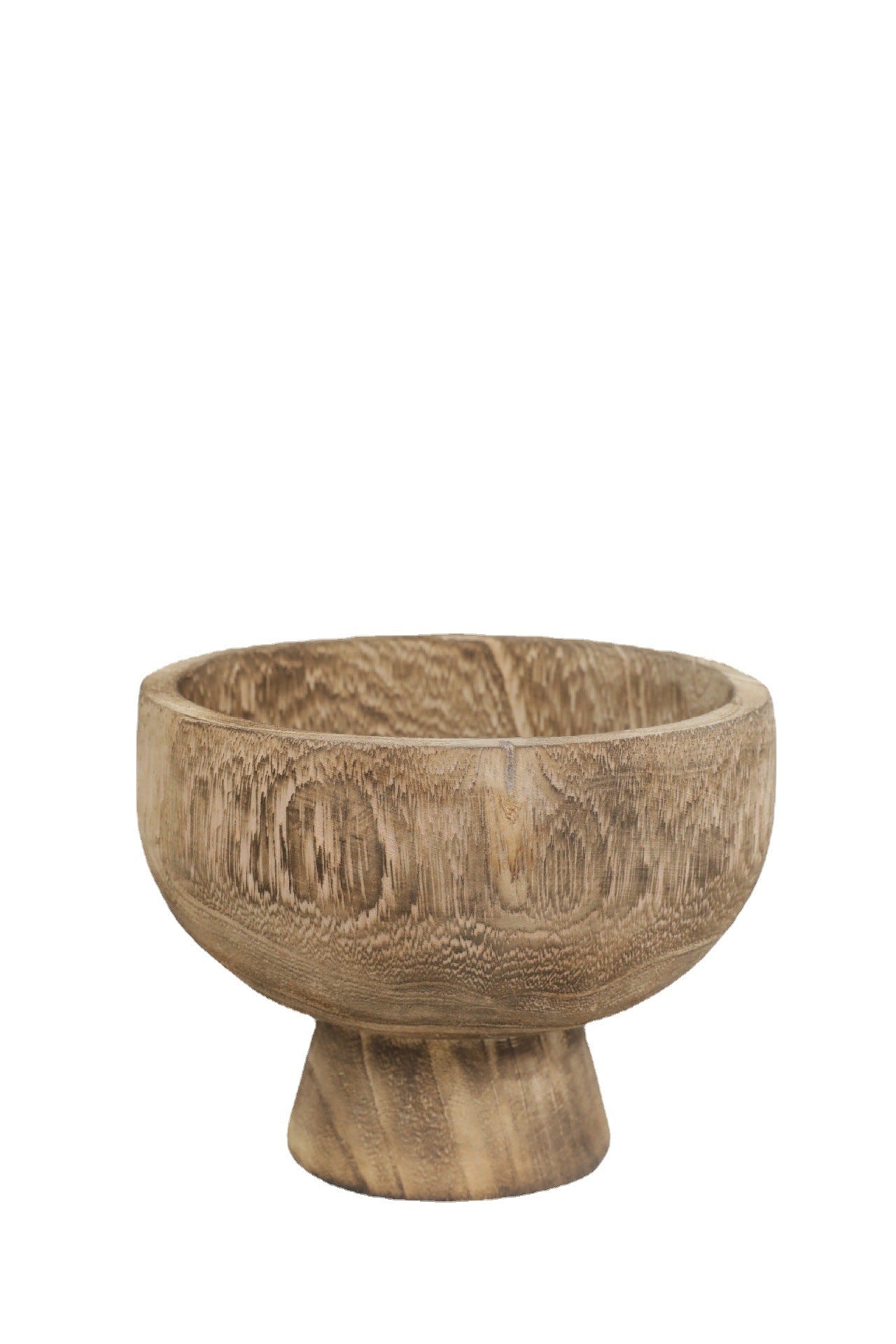 Wood High Foot Basin - Carbonized Fruit Wood Plate