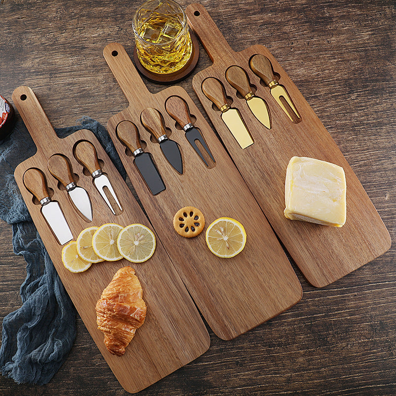 Wood Cheese Plate with Knife Set - Serving Board