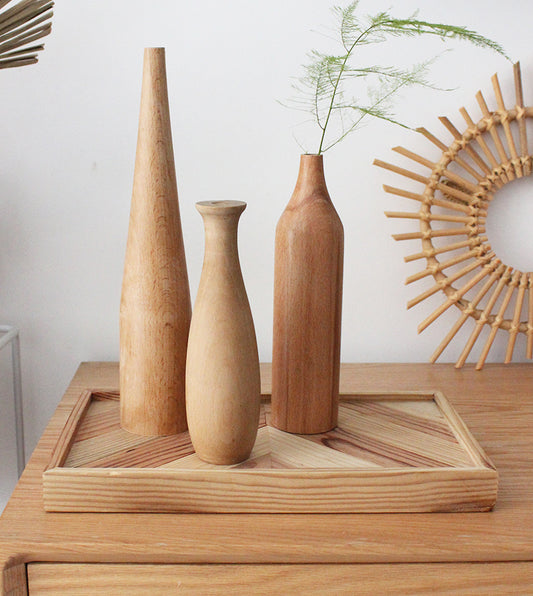 Wood Dry Flower Vase - Living Room Decoration