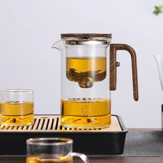 Magnetic Glass Teapot with Wood Handle