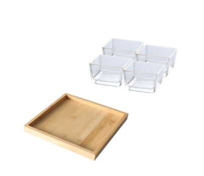 Bamboo Snack Tray - Divided Wooden Serving Platter