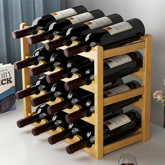 Wood Wine Display Rack - Decorative Cabinet Organizer