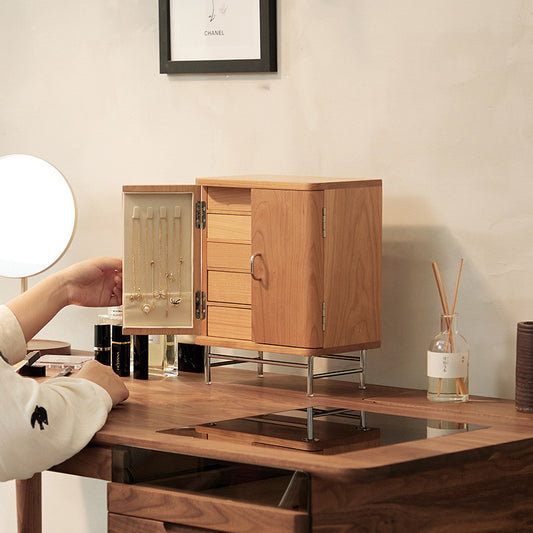 Cherry Wood Jewelry Box - Large Capacity Organizer