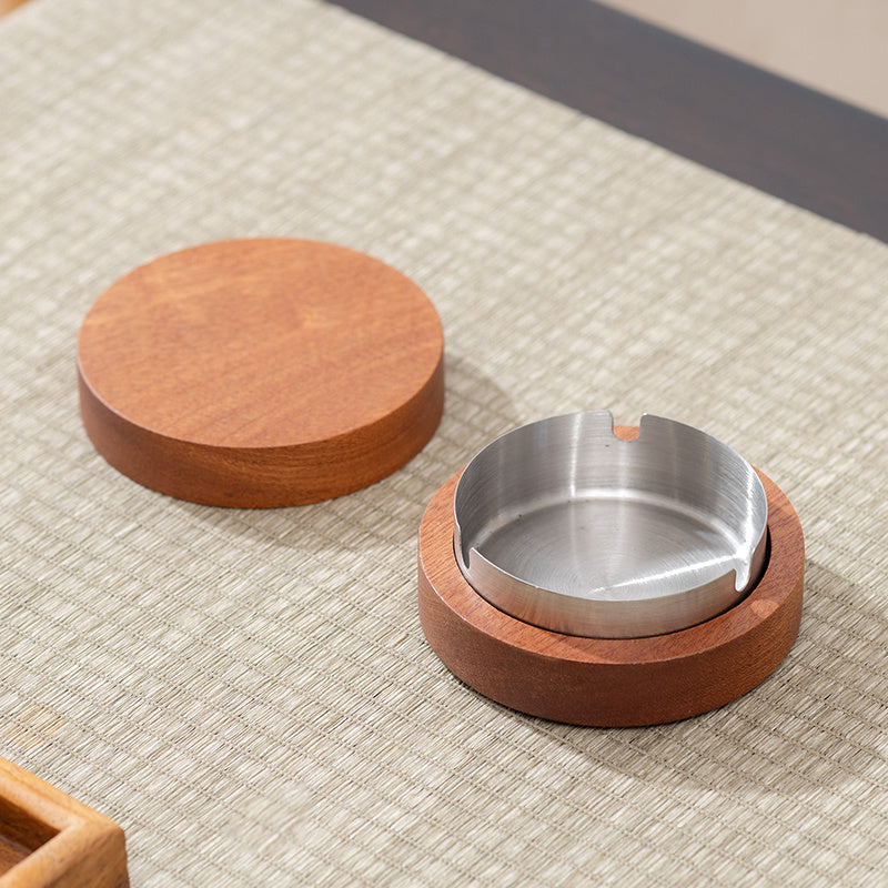 Solid Wood Ashtray - Anti-Fly Ash - Home & Office