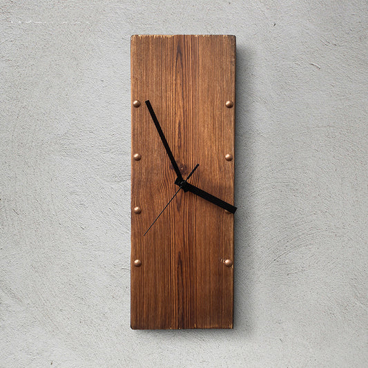 Vintage Wood Wall Clock - Art Deco Rectangular