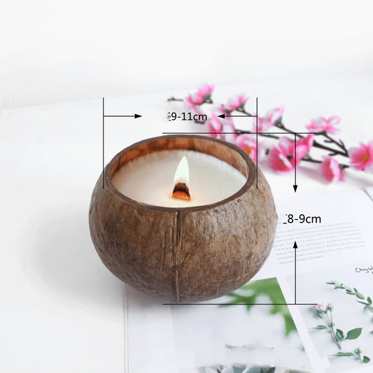 Coconut Shell Candle in Wood Bowl - Home Fragrance