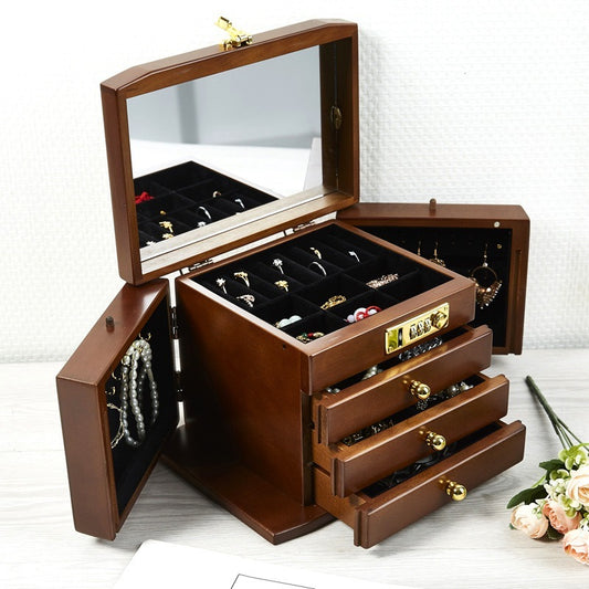 Wood Jewelry Box with Combination Lock - Secure Storage