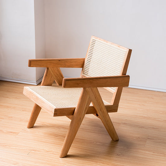 Wood & Rattan Balcony Leisure Chair - Mid-Ancient