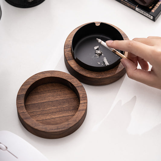 Solid Wood Ashtray - Anti-Fly Ash - Home & Office