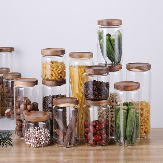 Acacia Wood Sealed Storage Jar - Airtight Food