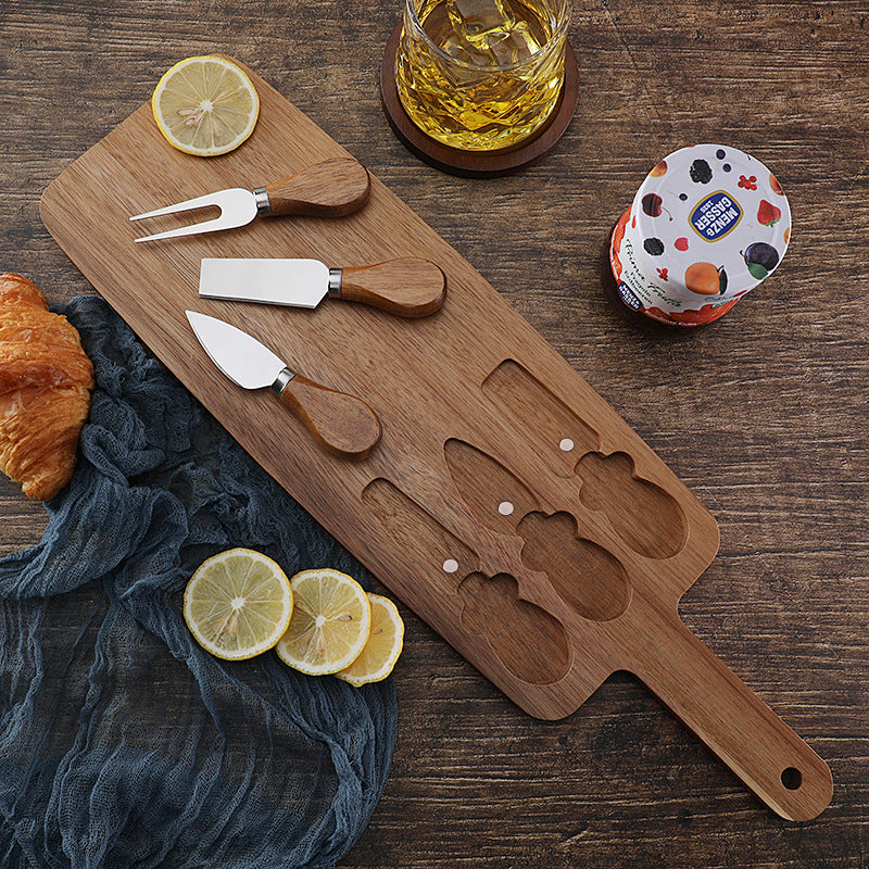 Wood Cheese Plate with Knife Set - Serving Board