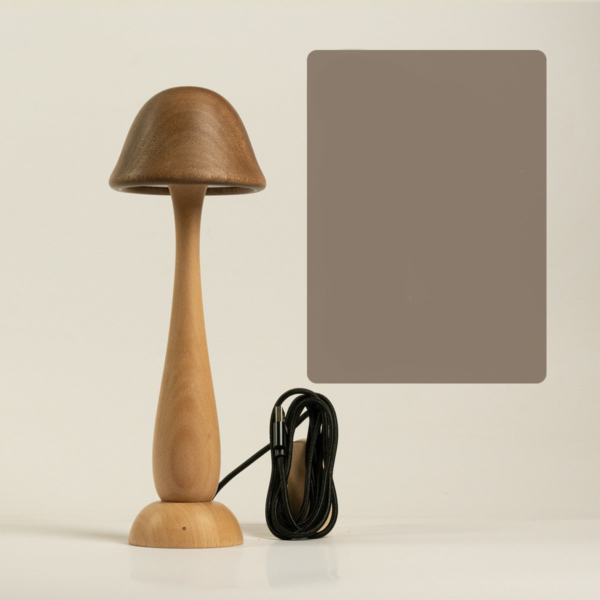 Mushroom Wood Table Lamp - Touch Dimming Night Light