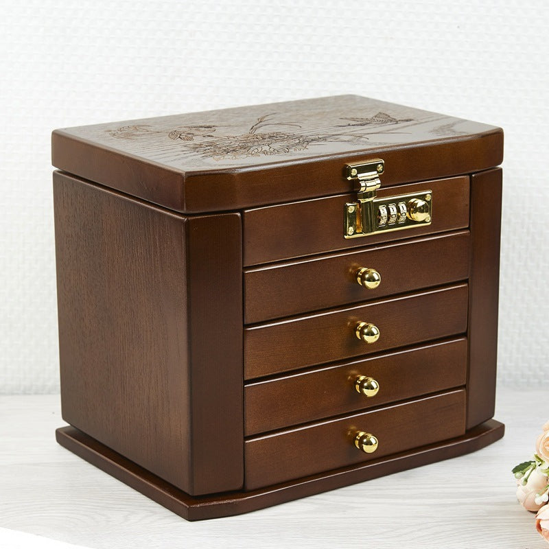 Wood Jewelry Box with Combination Lock - Secure Storage