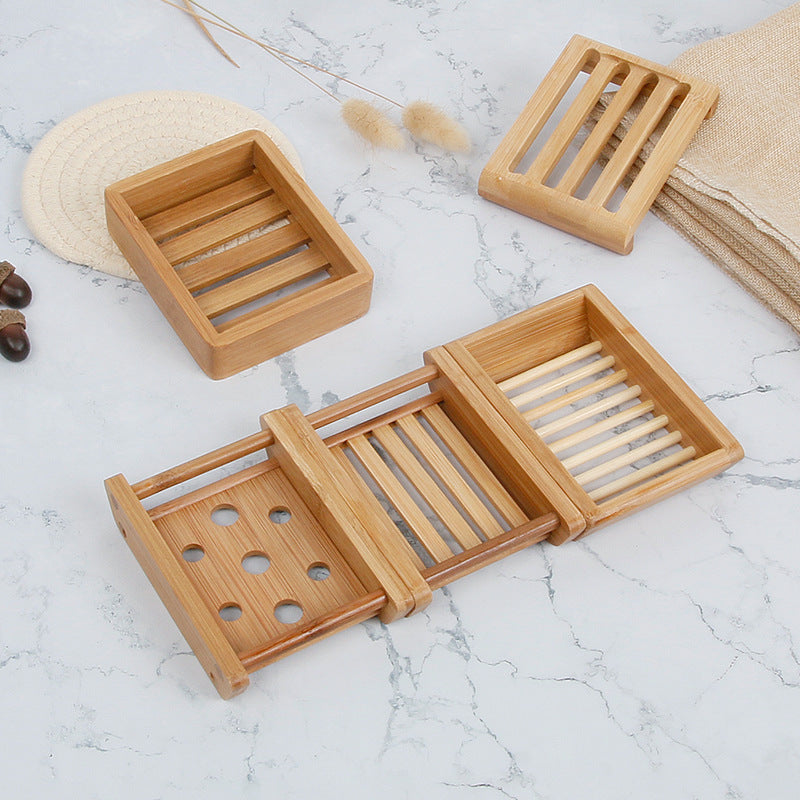 Bamboo Soap Dish with Drainage - Wood Holder