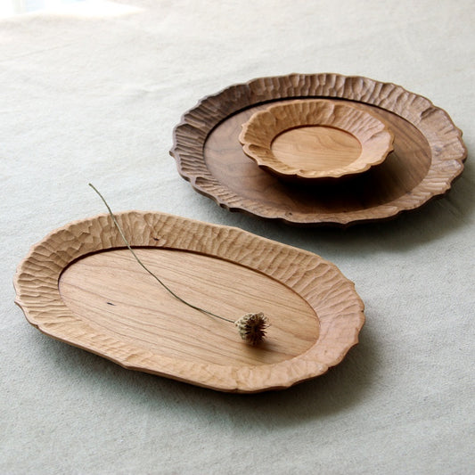 Japanese Wood Tea Trays - Handmade Serving Platters