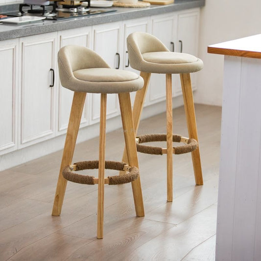 Nordic Wood Bar Stool - Modern Minimalist Counter Chair