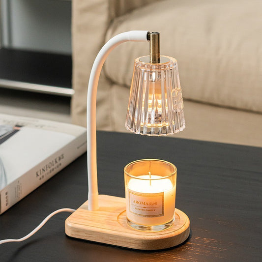 Wood Base Aromatherapy Wax Warmer Lamp