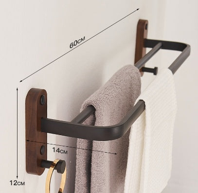 Solid Wood Towel Rack with Shelf - Bathroom Organizer